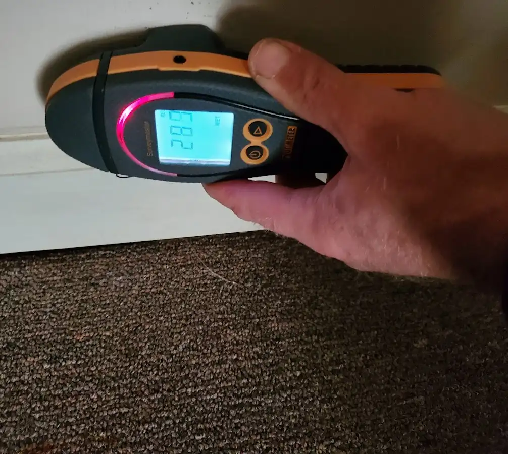 Moisture detection at baseboard during Storm Damage Restoration in Elizabethton